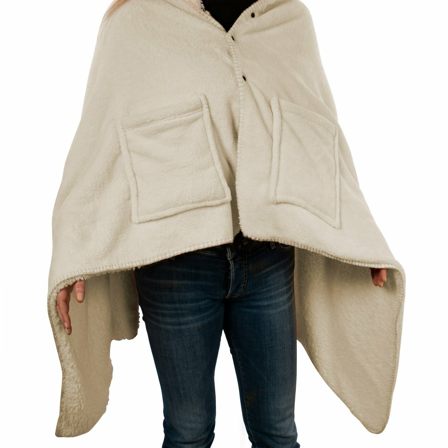 VESTIAMO CASA - Poncho agnellato Flannel taglia unica - 170x90 cm
